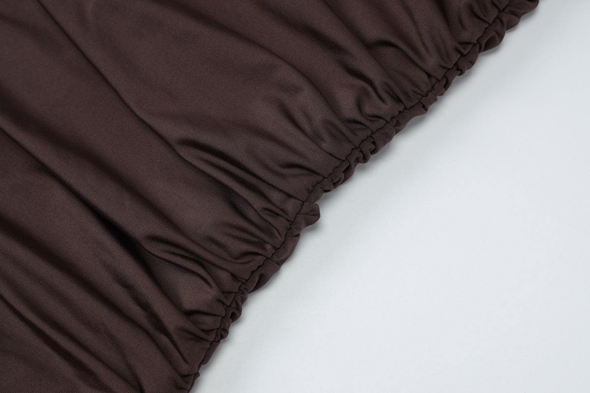 Women's Asymmetrical Draped Dress – High Neck Sash Detail Occasion Dress