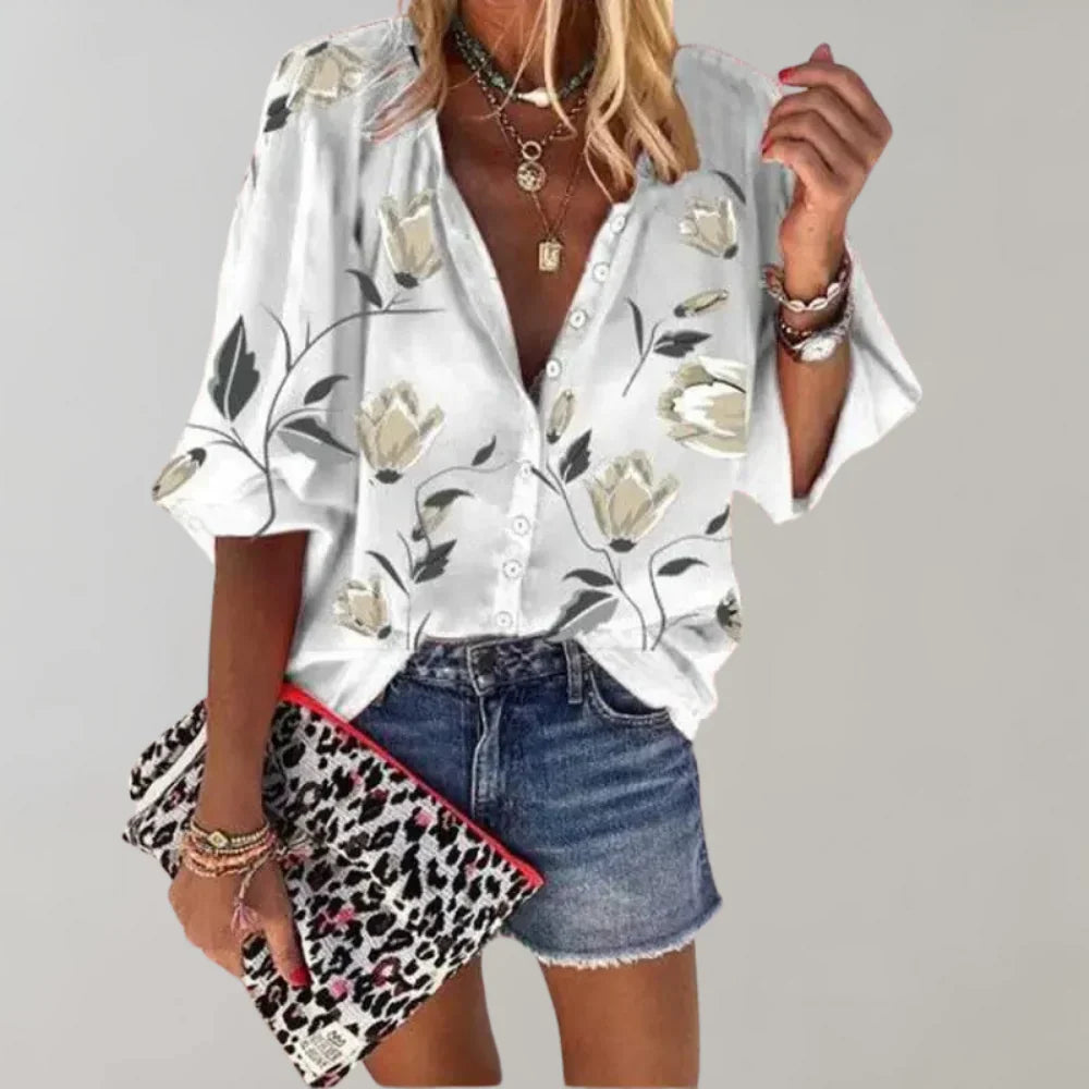 Women's Floral Summer Blouse – Lightweight Longline Blouse