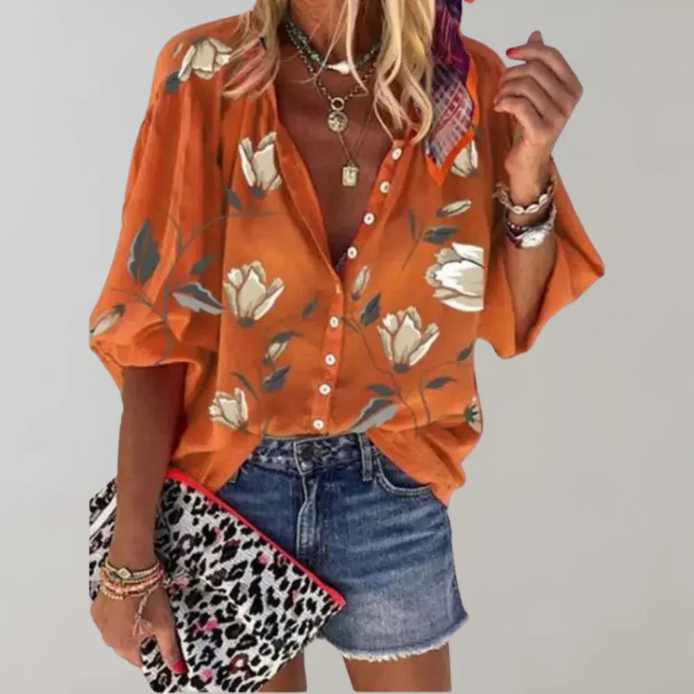 Women's Floral Summer Blouse – Lightweight Longline Blouse
