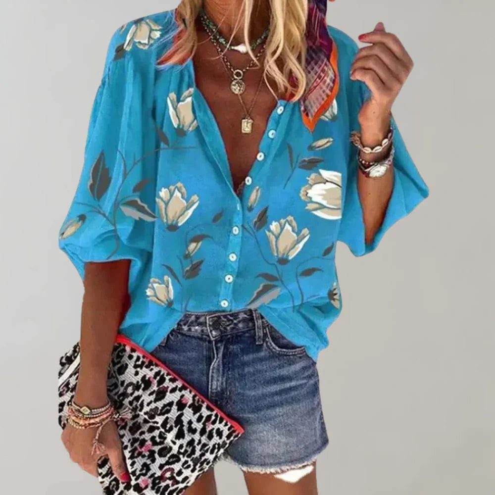 Women's Floral Summer Blouse – Lightweight Longline Blouse