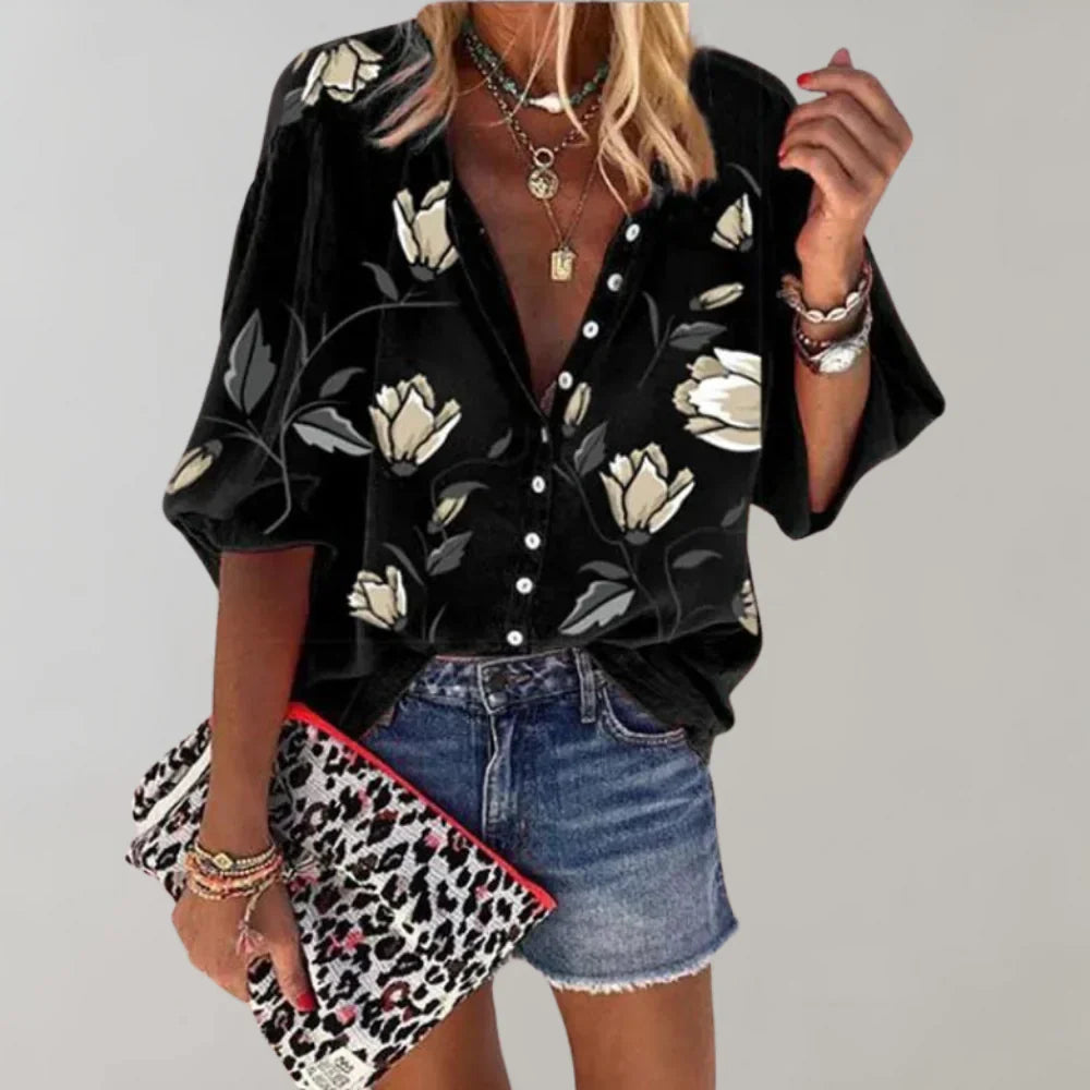 Women's Floral Summer Blouse – Lightweight Longline Blouse