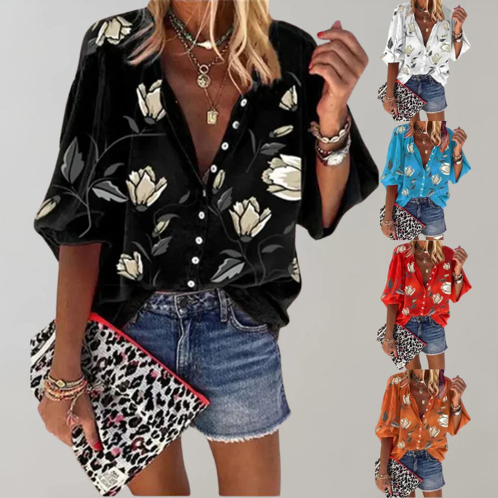 Women's Floral Summer Blouse – Lightweight Longline Blouse