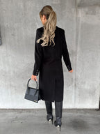Women's Double-Breasted Long Coat – Tailored Winter Overcoat