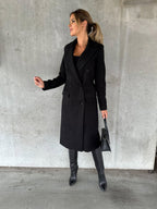 Women's Double-Breasted Long Coat – Tailored Winter Overcoat