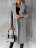Women's Double-Breasted Long Coat – Tailored Winter Overcoat