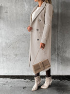 Women's Double-Breasted Long Coat – Tailored Winter Overcoat
