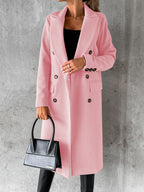Women's Double-Breasted Long Coat – Tailored Winter Overcoat
