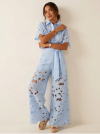 Women's Abstract Print Set – Wide Leg Pants Set