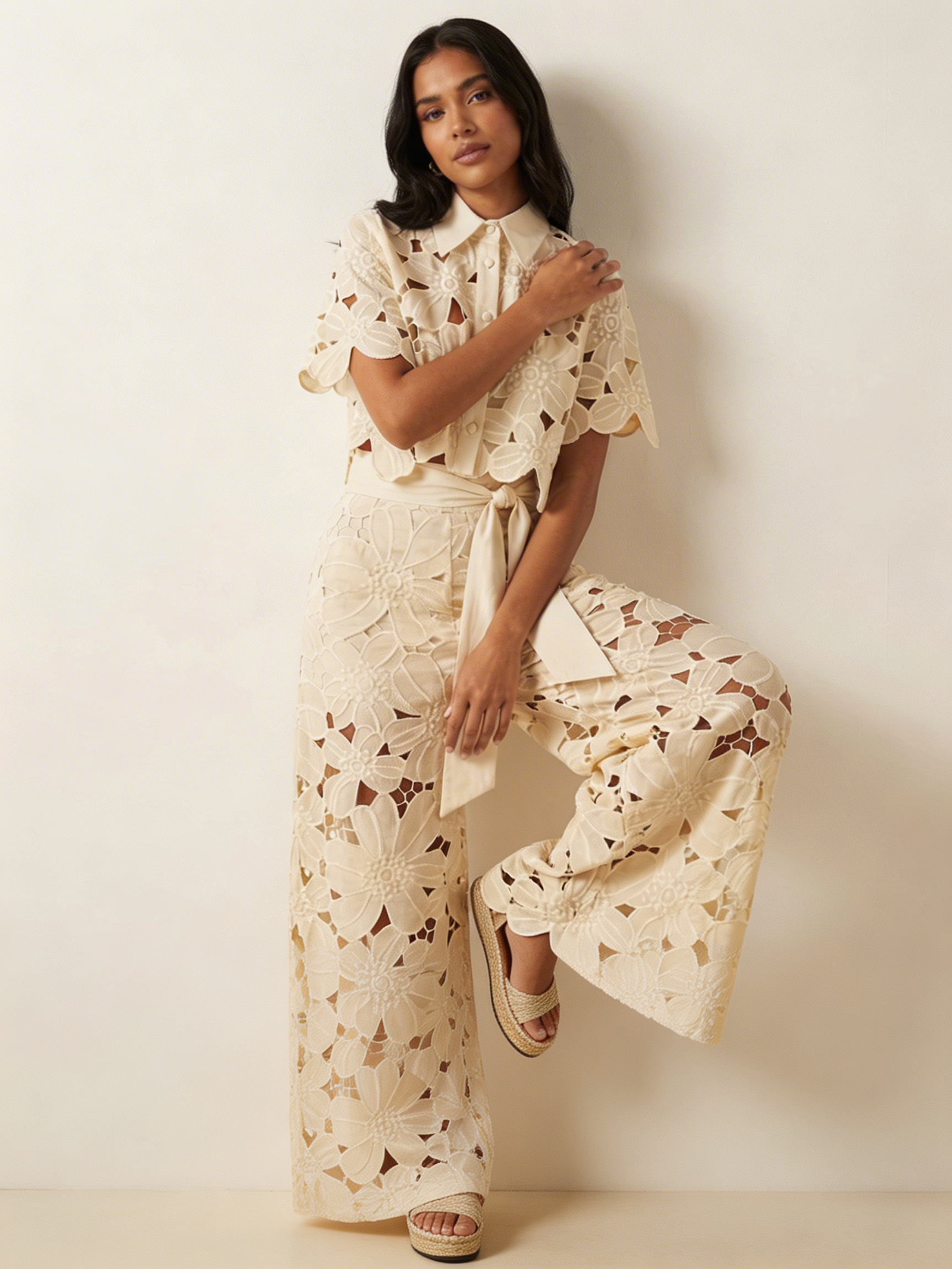 Women's Abstract Print Set – Wide Leg Pants Set