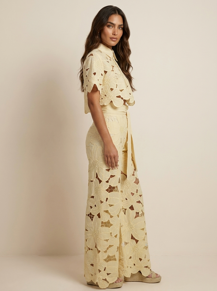 Women's Abstract Print Set – Wide Leg Pants Set