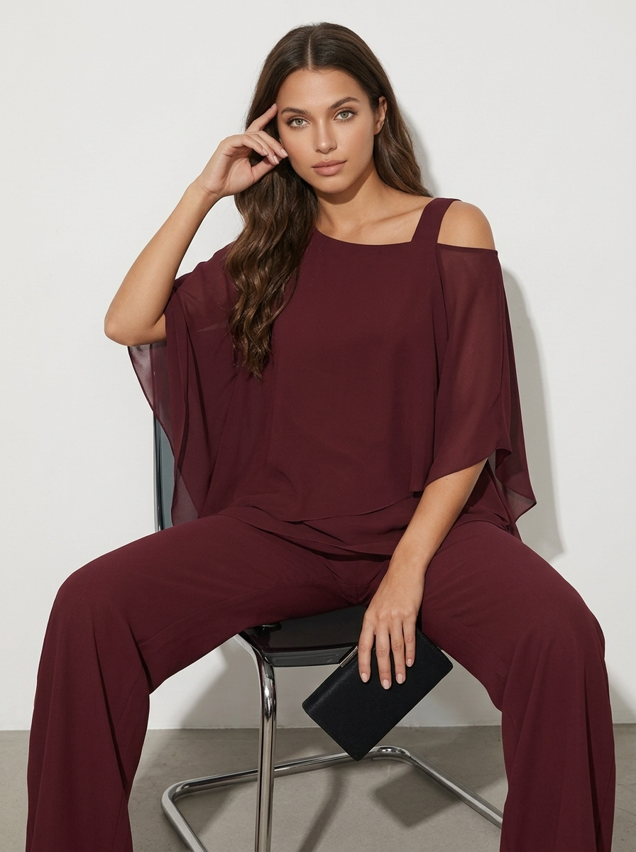 Women's Chiffon Two-Piece Set – Elegant Occasion Set