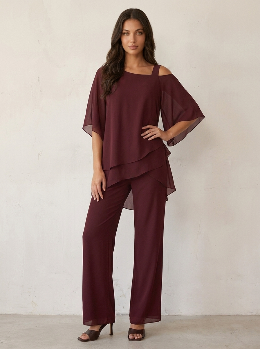 Women's Chiffon Two-Piece Set – Elegant Occasion Set
