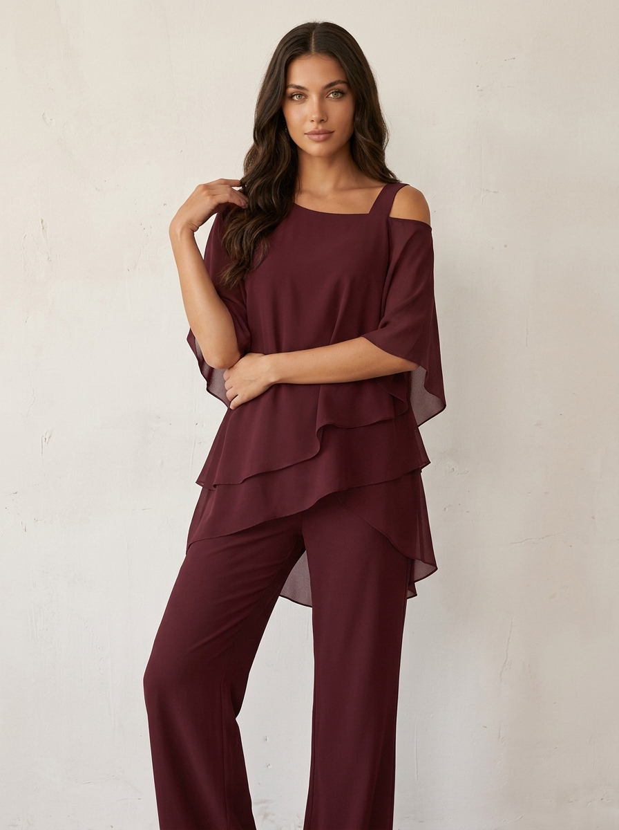 Women's Chiffon Two-Piece Set – Elegant Occasion Set