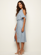 Women's Evening Halter Maxi Dress – Flowy Wrap Detail Formal Gown