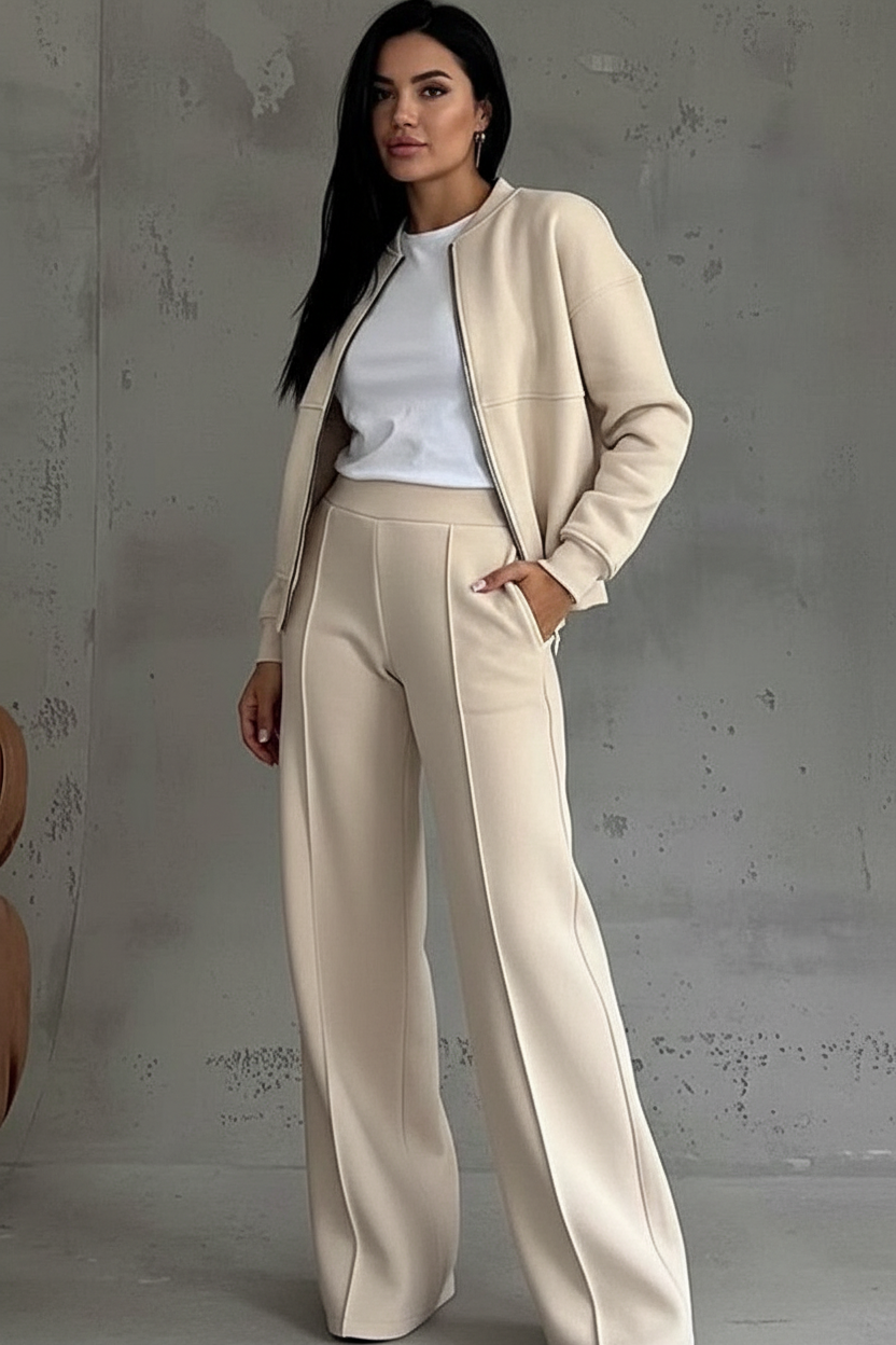 Women's Zip Lounge Set – Wide Leg Set