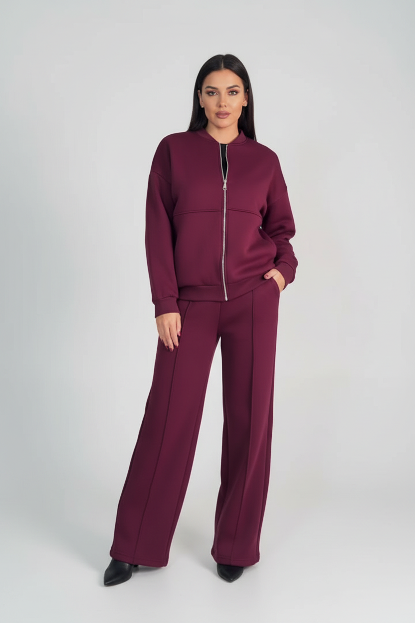 Women's Zip Lounge Set – Wide Leg Set