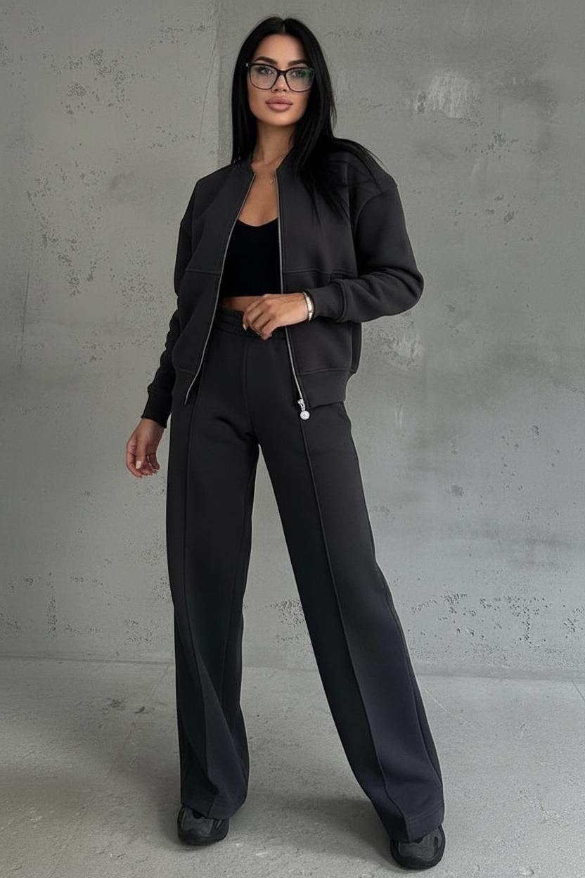 Women's Zip Lounge Set – Wide Leg Set