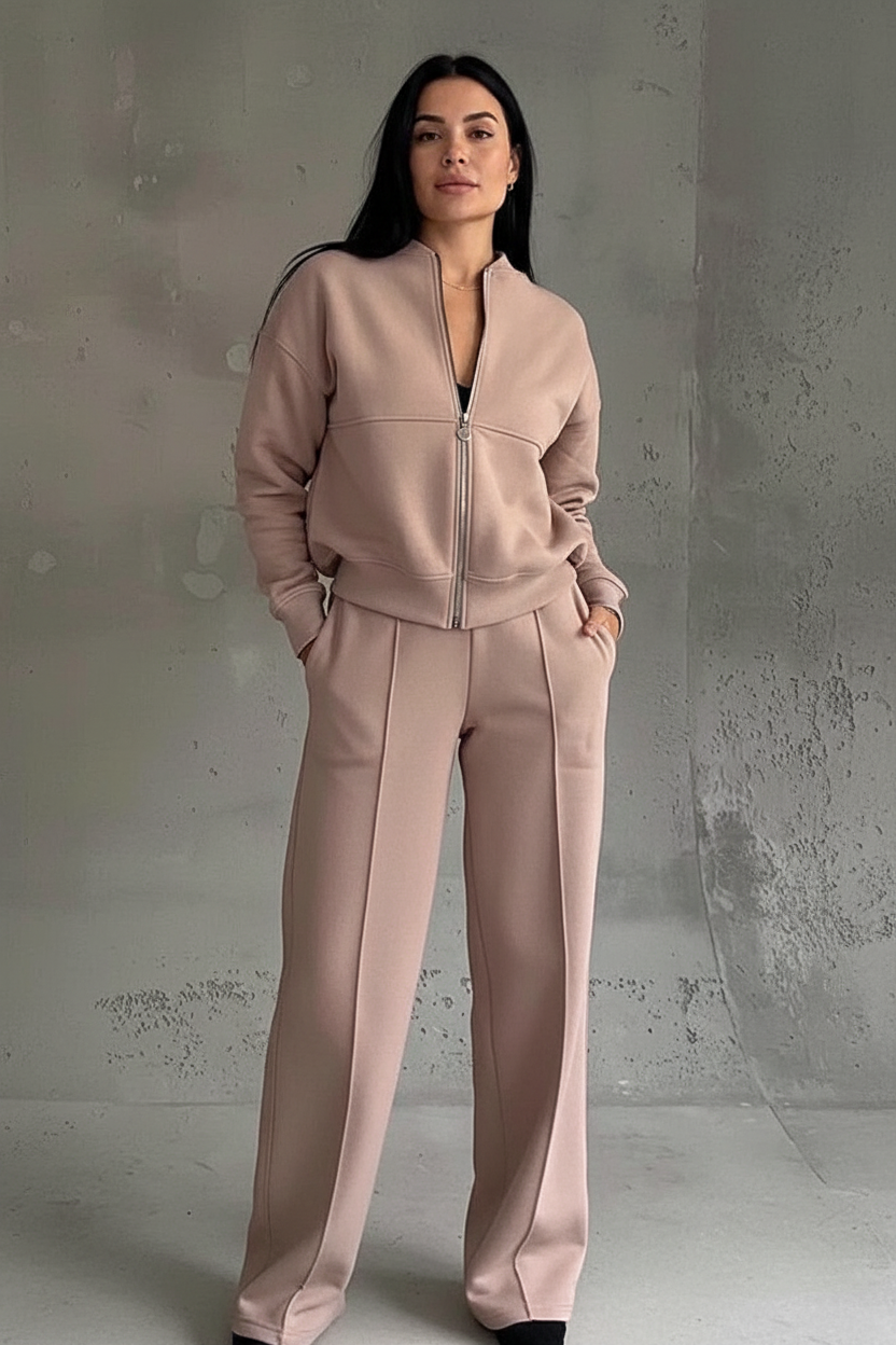 Women's Zip Lounge Set – Wide Leg Set