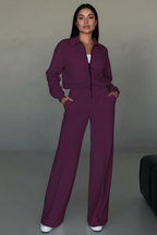 Women's Zip Lounge Set – Wide Leg Set