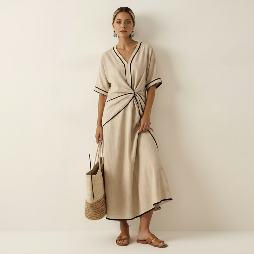 Women's Twist Waist Maxi Dress – Elegant Occasion Dress