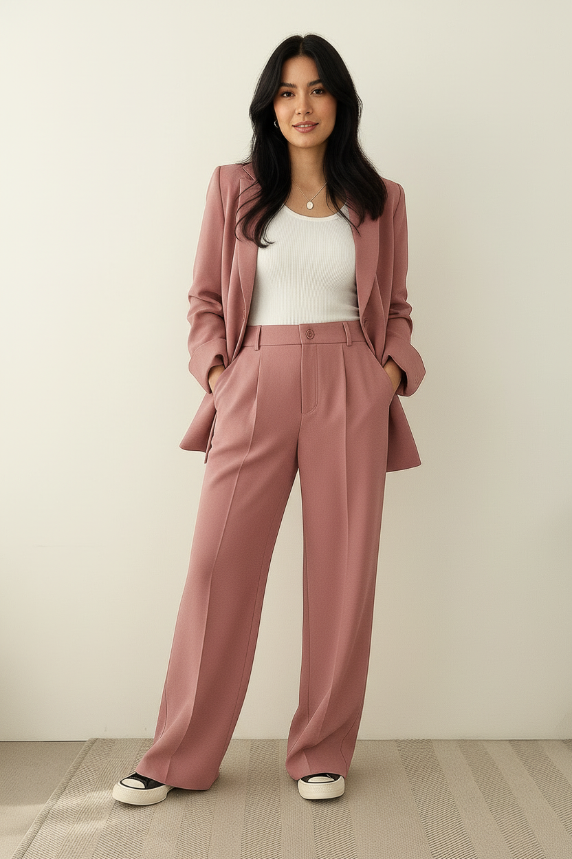 Women's Double-Breasted Blazer Set – Tailored Pants Set