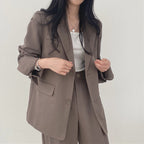 Women's Double-Breasted Blazer Set – Tailored Pants Set
