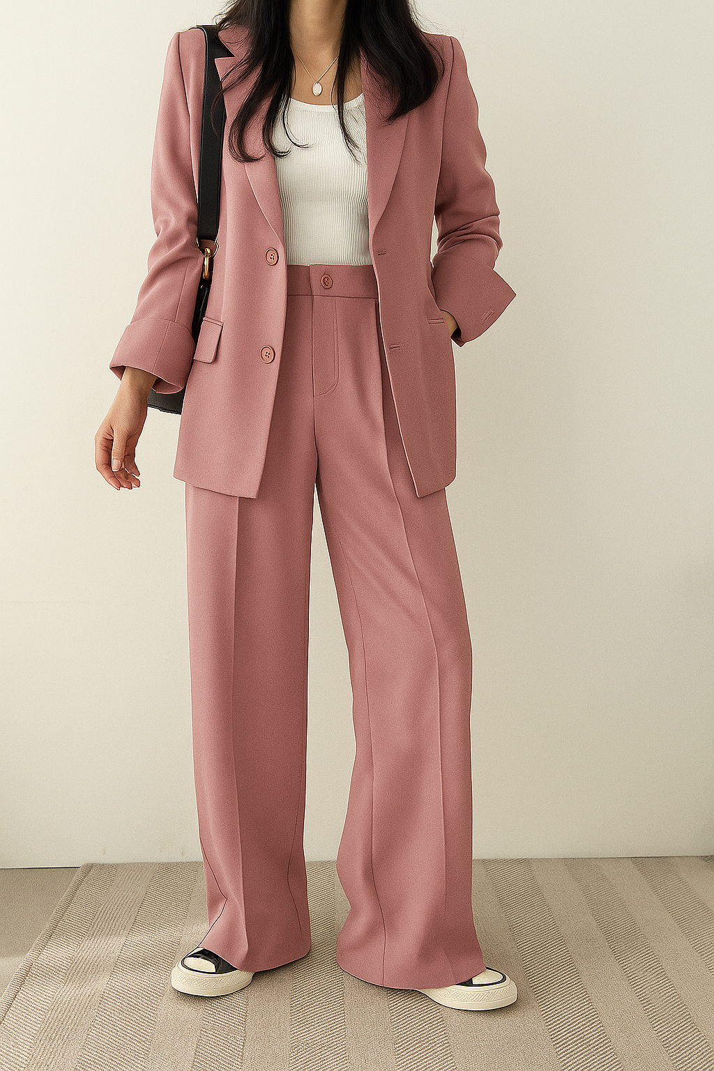 Women's Double-Breasted Blazer Set – Tailored Pants Set