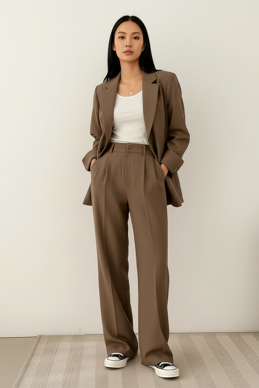Women's Double-Breasted Blazer Set – Tailored Pants Set