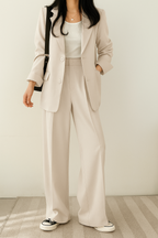 Women's Double-Breasted Blazer Set – Tailored Pants Set