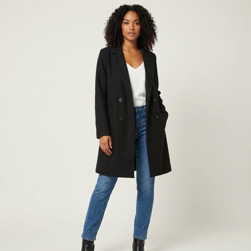 Women's Tailored Overcoat – Longline Lapel Dress Coat