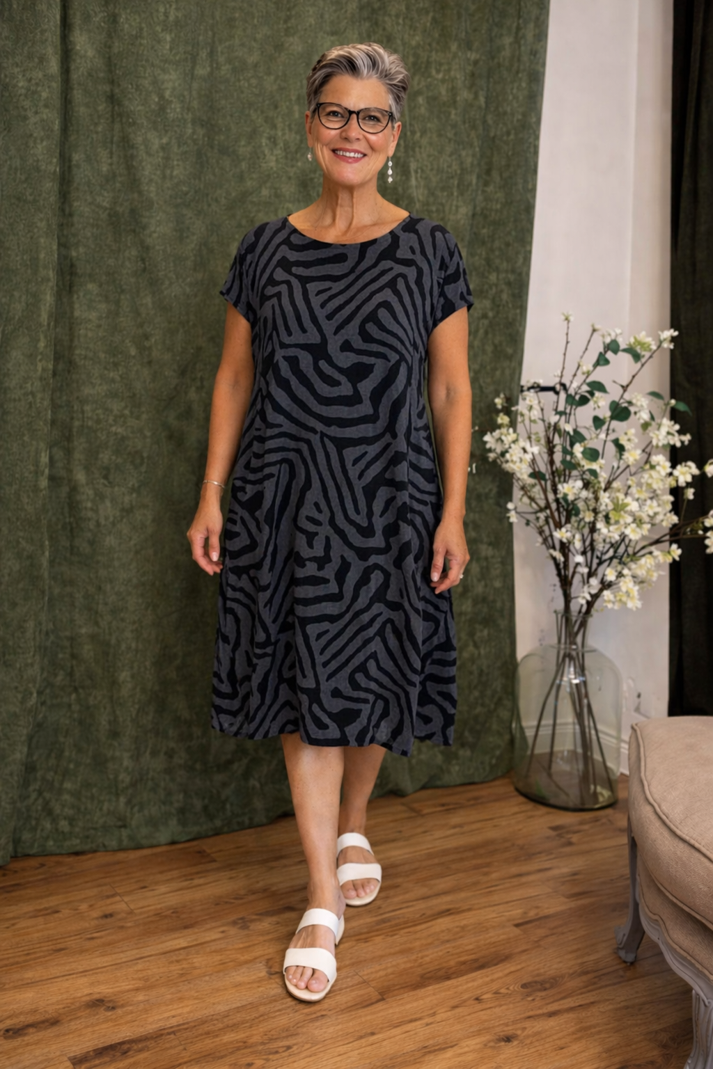 Women's Relaxed Midi Dress – Flowy Everyday Occasion Dress