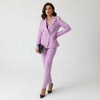 Women's Tailored Pants Suit – Double-Breasted Blazer Set