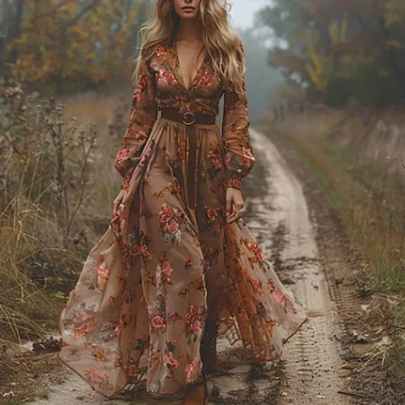 Olivia | Boho Ruffle Maxi Dress