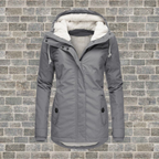 Women's Longline Hooded Coat – Pleated Button Front Pocket Winter Coat