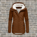 Women's Longline Hooded Coat – Pleated Button Front Pocket Winter Coat