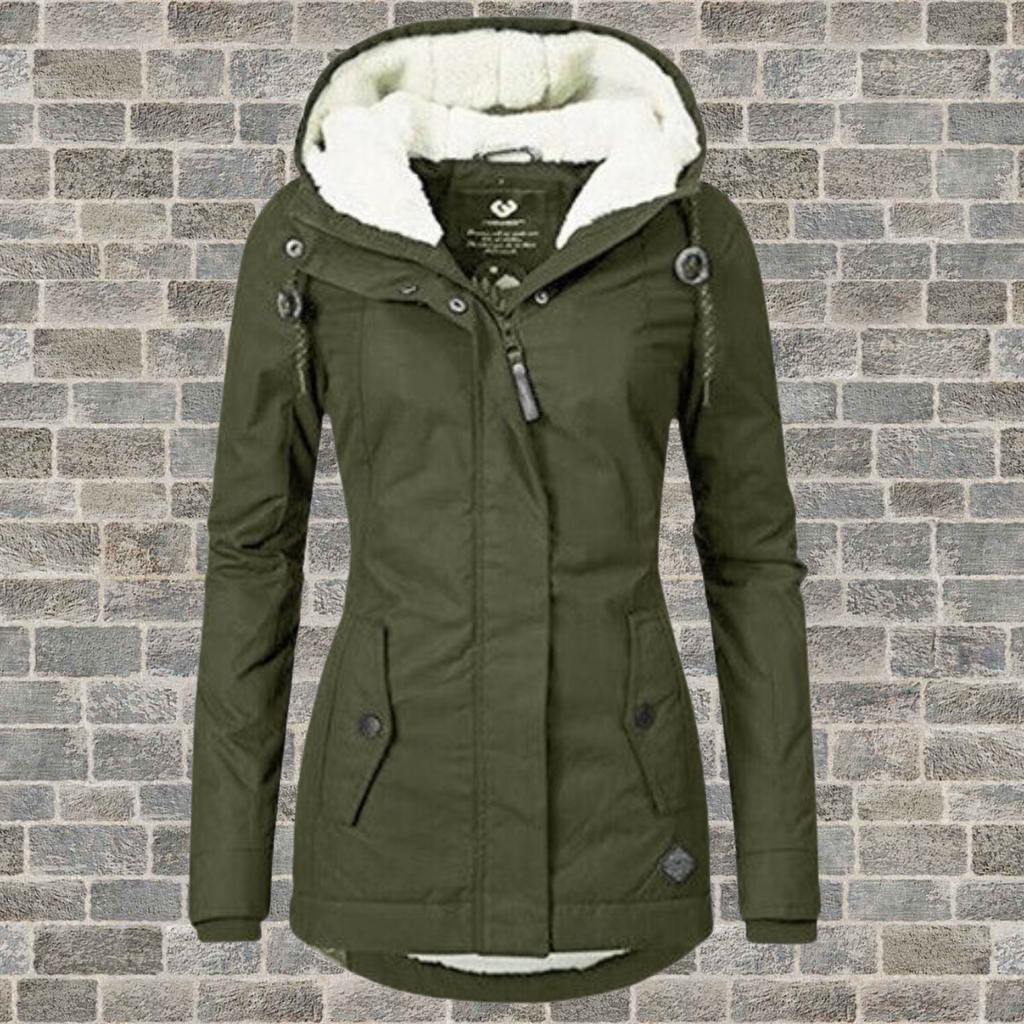 Women's Longline Hooded Coat – Pleated Button Front Pocket Winter Coat