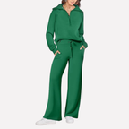 Women's Travel Two-Piece Set – Relaxed Top & Wide Leg Pants Set