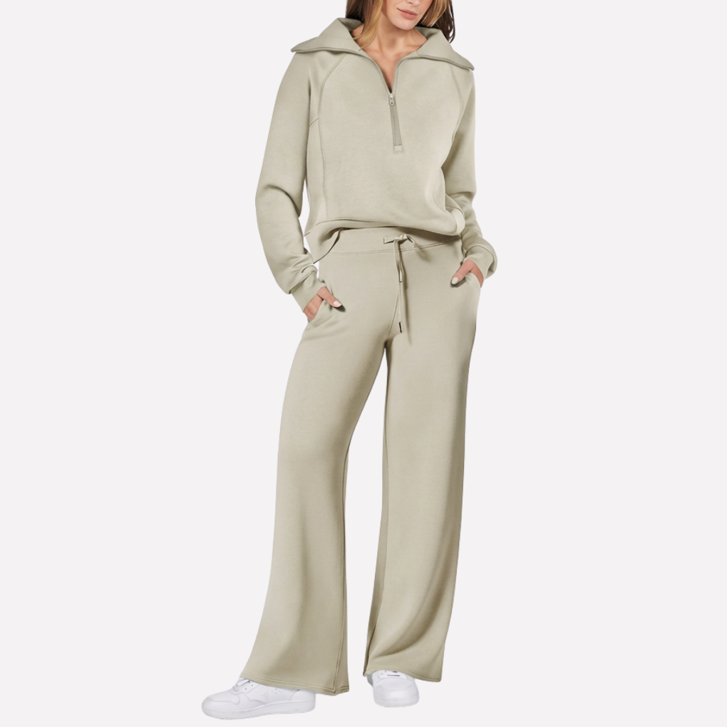 Women's Travel Two-Piece Set – Relaxed Top & Wide Leg Pants Set