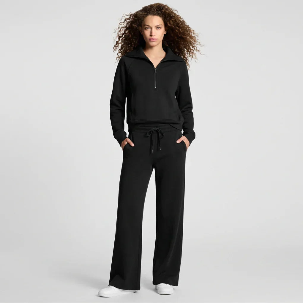 Women's Travel Two-Piece Set – Relaxed Top & Wide Leg Pants Set