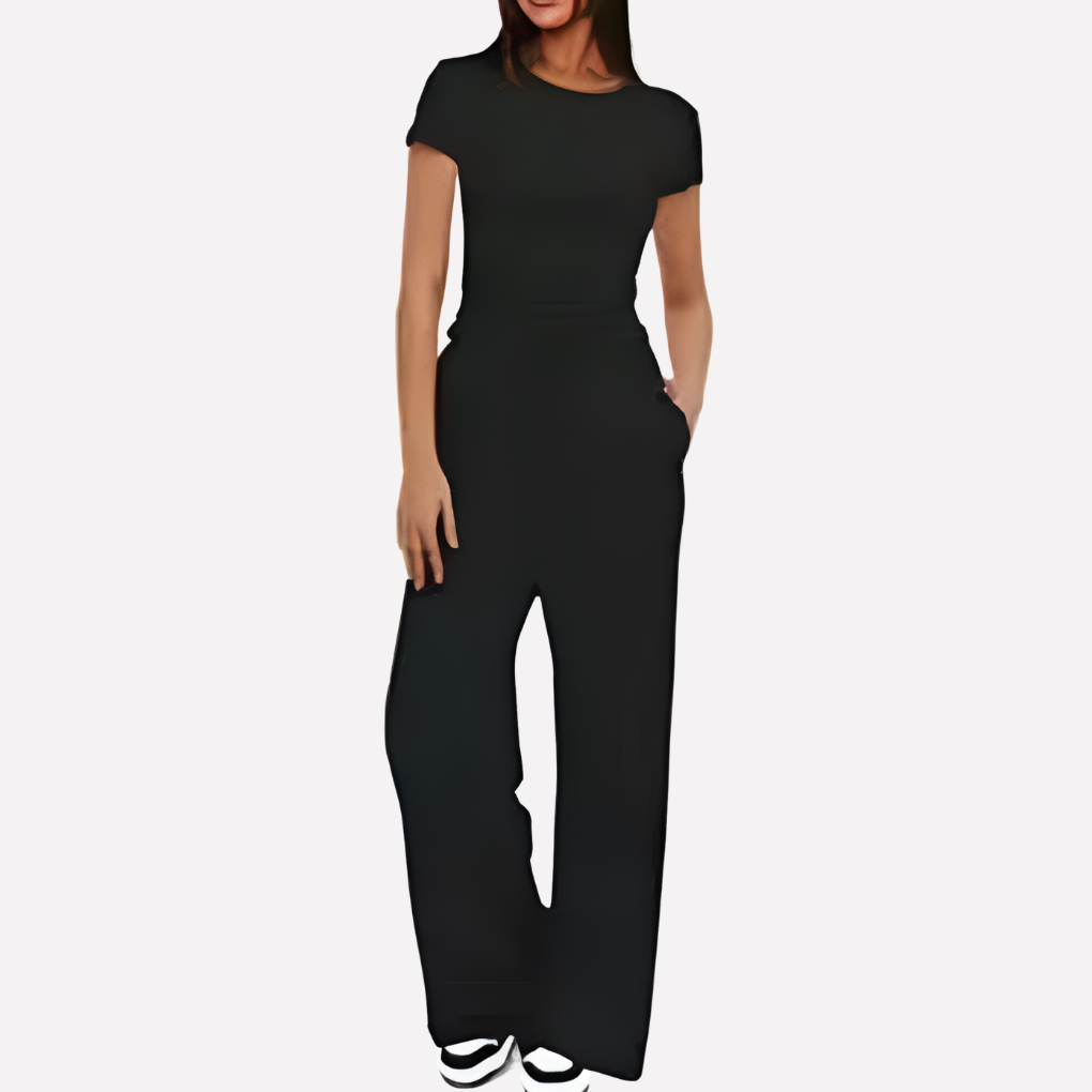 Women's Ruffle Crop Top Set – Wide Leg Lounge Pants Set