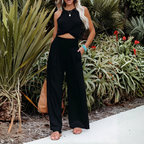 Women's Wide Leg Palazzo Pants – High Waist Elastic Waist Trousers