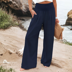 Women's Wide Leg Palazzo Pants – High Waist Elastic Waist Trousers