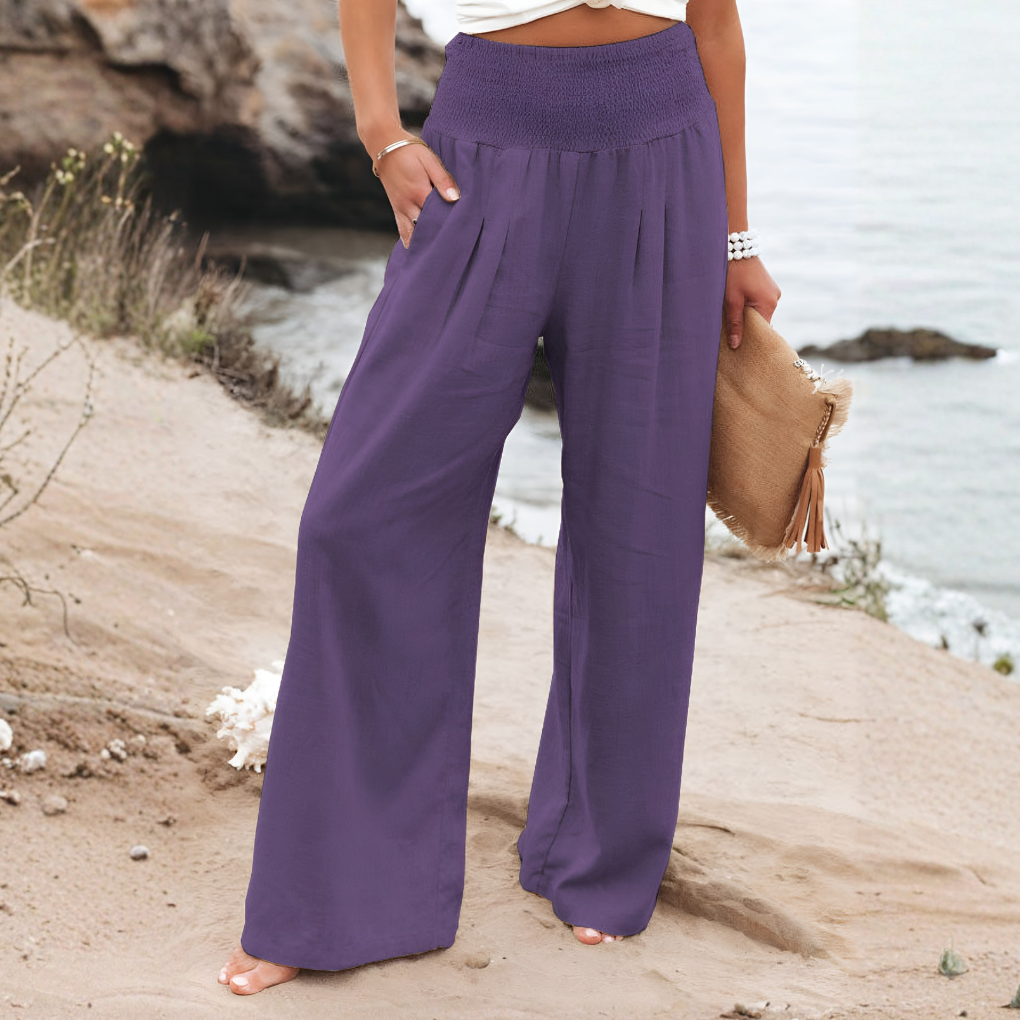 Women's Wide Leg Palazzo Pants – High Waist Elastic Waist Trousers