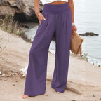 Women's Wide Leg Palazzo Pants – High Waist Elastic Waist Trousers