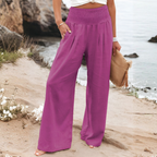 Women's Wide Leg Palazzo Pants – High Waist Elastic Waist Trousers