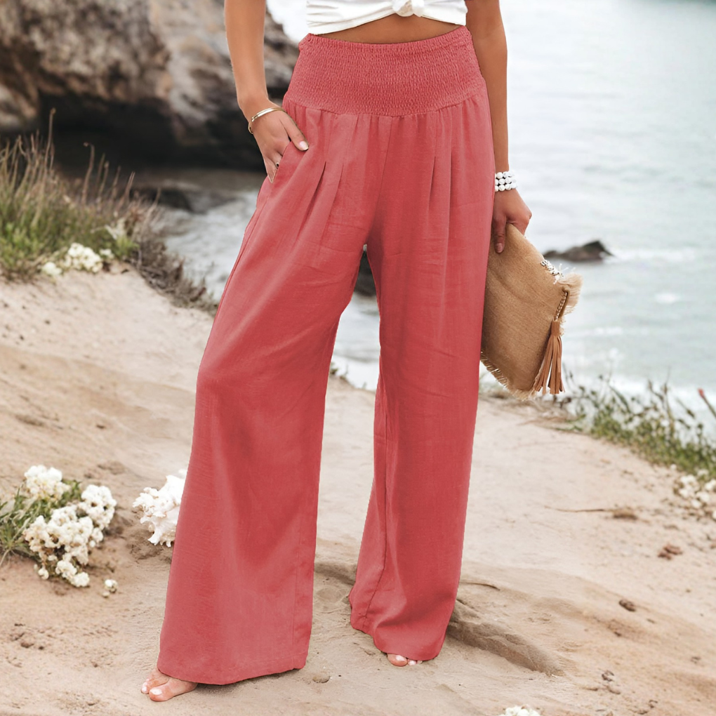 Women's Wide Leg Palazzo Pants – High Waist Elastic Waist Trousers