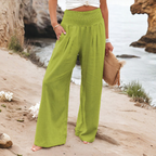 Women's Wide Leg Palazzo Pants – High Waist Elastic Waist Trousers