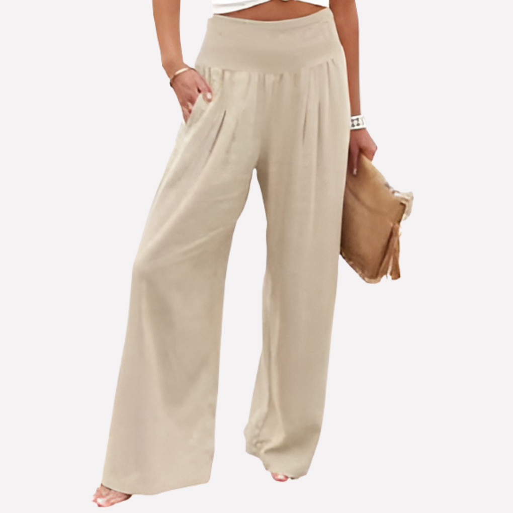 Women's Wide Leg Palazzo Pants – High Waist Elastic Waist Trousers