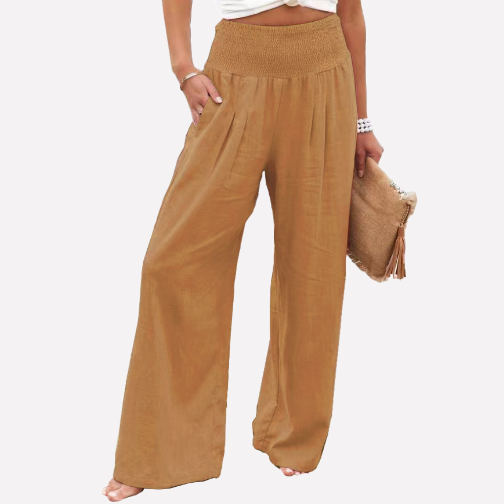 Women's Wide Leg Palazzo Pants – High Waist Elastic Waist Trousers