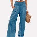 Women's Wide Leg Palazzo Pants – High Waist Elastic Waist Trousers